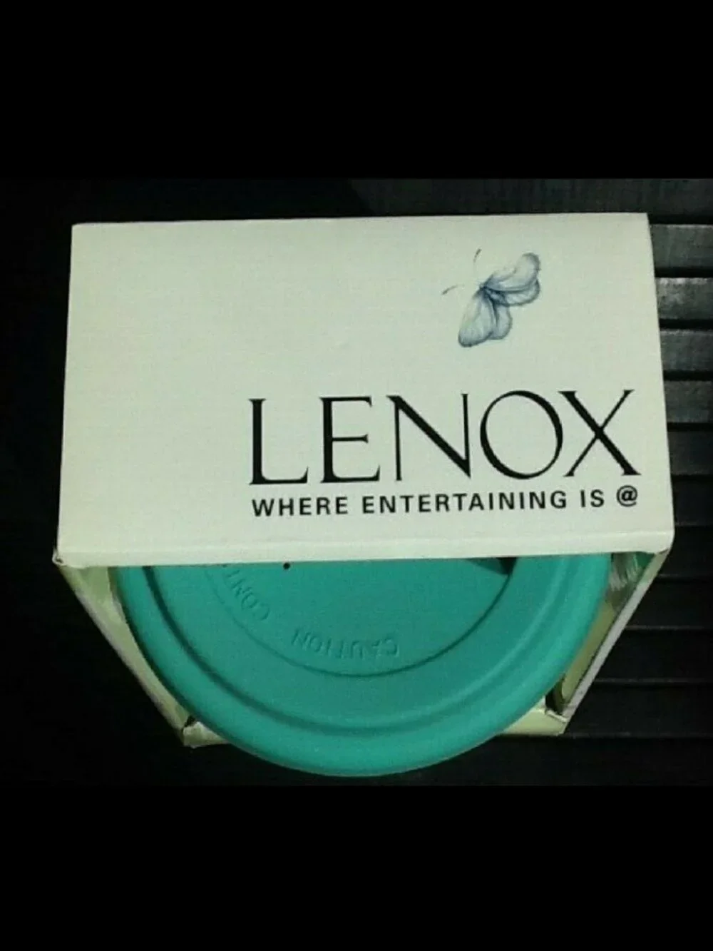 brand new HEAVY Lenox Butterfly Meadow Initial N 12-oz Porcelain Tumbler w/ Lid